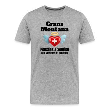 Schweiz, ich bin Schweizerin, Crans-Montana - Männer Premium Bio T-Shirt - Grau meliert - Vorne - Damien (186cm)