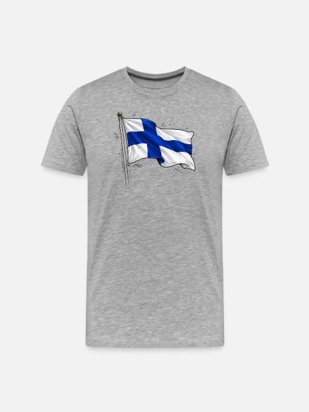 Finnland Flagge - Männer Premium Bio T-Shirt - Grau meliert