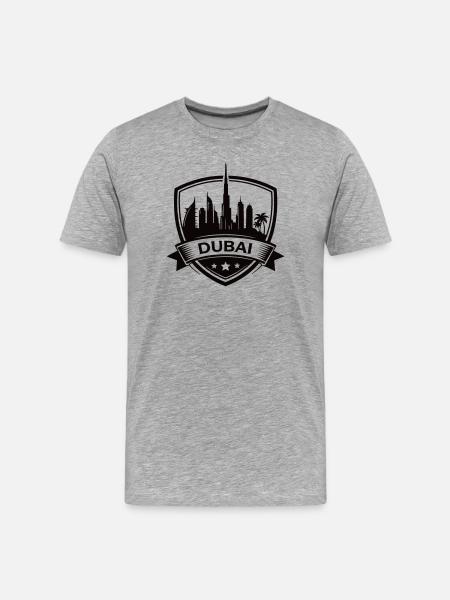 Dubai Skyline Shield - Männer Premium Bio T-Shirt - Grau meliert