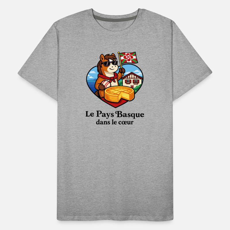 Pays Basque dans le Cœur Pottok Gâteau Basque T-shirt bio Premium Homme