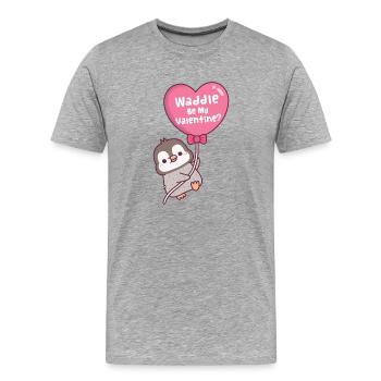 Ballon en forme de cœur de pingouin mignon, dandine sois ma Saint-Valentin - T-shirt bio Premium Homme - gris chiné - Devant - Damien (186cm)