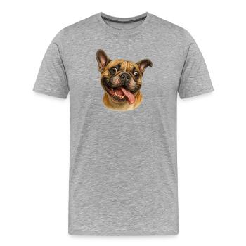 Fröhlicher Hundekopf mit Zunge - Männer Premium Bio T-Shirt - Grau meliert - Vorne - Damien (186cm)