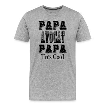 Papa Avocat Papa Très Cool - T-shirt bio Premium Homme - gris chiné - Devant - Damien (186cm)