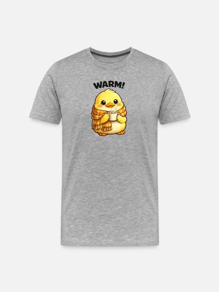 Warmer Chick with Scarf - Men's Premium Organic T-Shirt - heather grey