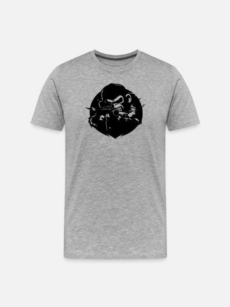 Singe avec fusil - T-shirt bio Premium Homme - gris chiné