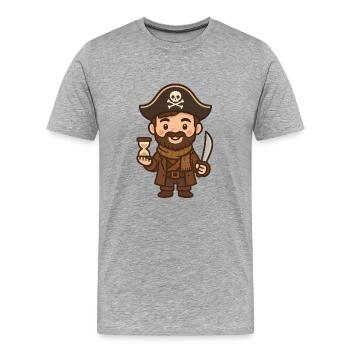 Pirate cartoon saber and hourglass - Men's Premium Organic T-Shirt - heather grey - Front - Damien (186cm)