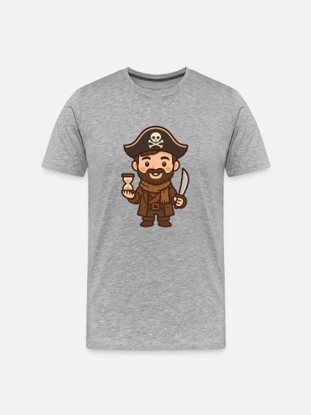 Pirate cartoon saber and hourglass - Men's Premium Organic T-Shirt - heather grey