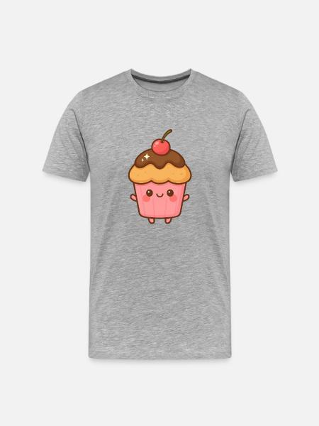 Kawaii pink chocolate cupcake - Men's Premium Organic T-Shirt - heather grey