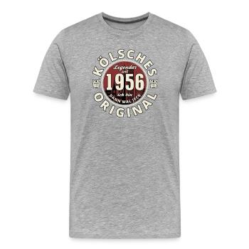 70e anniversaire 2026 Cologne né en 1956 - T-shirt bio Premium Homme - gris chiné - Devant - Damien (186cm)