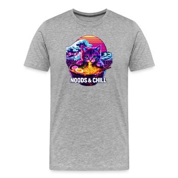 Kanagawa Wave Ramen Bowl Kawaii Japanese - Männer Premium Bio T-Shirt - Grau meliert - Vorne - Damien (186cm)