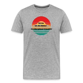 Motif rétro du coucher de soleil - T-shirt bio Premium Homme - gris chiné - Devant - Damien (186cm)