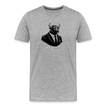 Bull in a Suit – Business Animal Motif - Men's Premium Organic T-Shirt - heather grey - Front - Damien (186cm)