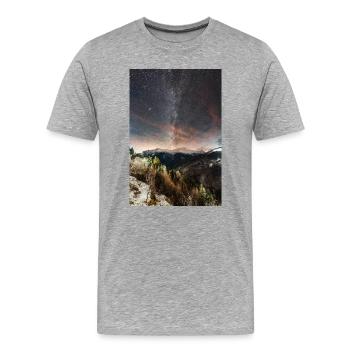 La Voie lactée au-dessus des montagnes Agrafa - T-shirt bio Premium Homme - gris chiné - Devant - Damien (186cm)