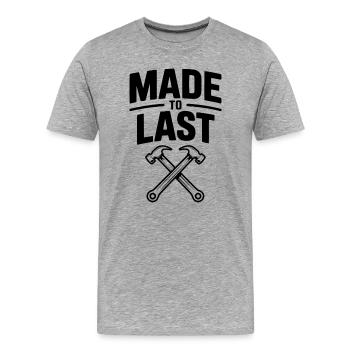 Gemacht für die Ewigkeit - Männer Premium Bio T-Shirt - Grau meliert - Vorne - Damien (186cm)
