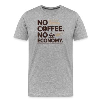Pas de café, pas d’économie - Business Kaffee - T-shirt bio Premium Homme - gris chiné - Devant - Damien (186cm)
