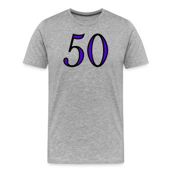 50. 50 ANS. 50e ANNIVERSAIRE. ANNIVERSAIRE 50 ANS. - T-shirt bio Premium Homme - gris chiné - Devant - Damien (186cm)