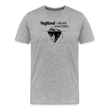Vogtland - unterschätzt - Männer Premium Bio T-Shirt - Grau meliert - Vorne - Damien (186cm)