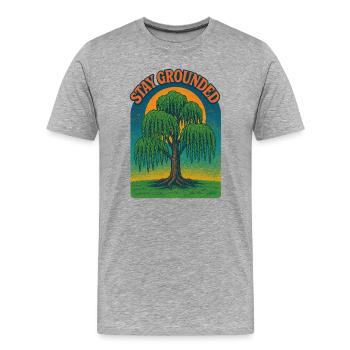 Reste cloué au sol Willow Sunset - T-shirt bio Premium Homme - gris chiné - Devant - Damien (186cm)