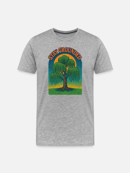 Stay Grounded Willow Sunset - Men's Premium Organic T-Shirt - heather grey