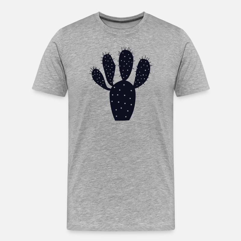 Mitternachtskaktus-Silhouette - Männer Premium Bio T-Shirt - Grau meliert