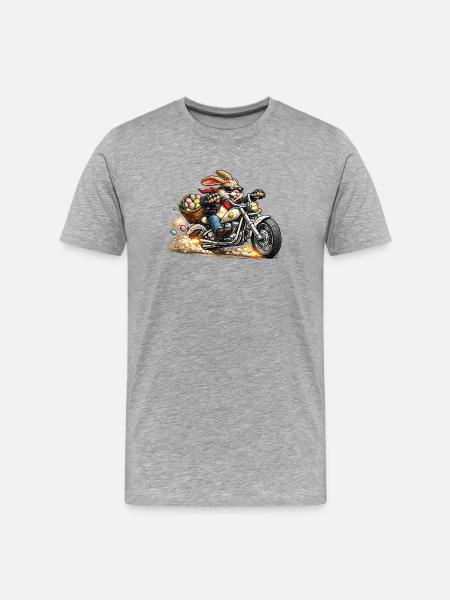 Easter bunny on motorcycle - Men's Premium Organic T-Shirt - heather grey