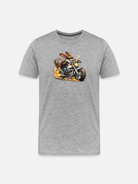 Easter bunny on motorcycle - Men's Premium Organic T-Shirt - heather grey