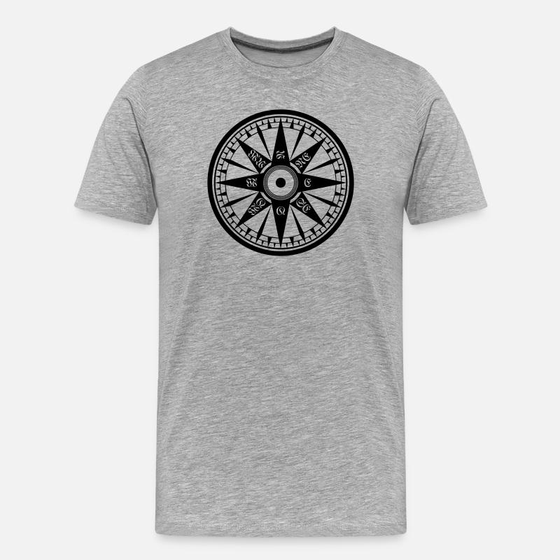 Compass – Wind Rose, Ship's Compass - Men's Premium Organic T-Shirt - heather grey