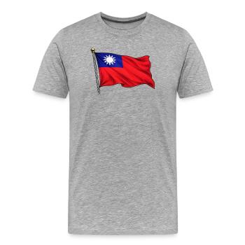 Drapeau de Taïwan - T-shirt bio Premium Homme - gris chiné - Devant - Damien (186cm)