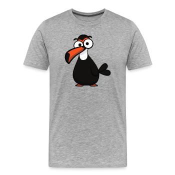 Drôle de toucan au gros bec - T-shirt bio Premium Homme - gris chiné - Devant - Damien (186cm)