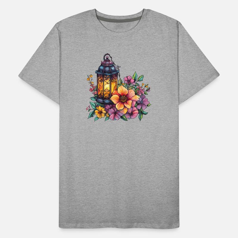 Lanterne dans une mer de fleurs T-shirt bio Premium Homme