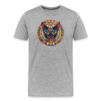 Mosaic cat in the circle of the sun - Men's Premium Organic T-Shirt - heather grey - Front - Damien (186cm)