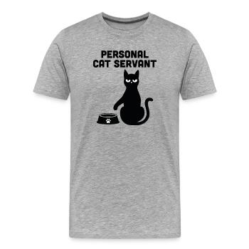 Serviteur Chat Personnel - T-shirt bio Premium Homme - gris chiné - Devant - Damien (186cm)