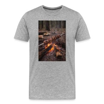 Lagerfeuer Spieß im Wald - Männer Premium Bio T-Shirt - Grau meliert - Vorne - Damien (186cm)