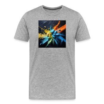 Regenbogenstaub-Explosion - Männer Premium Bio T-Shirt - Grau meliert - Vorne - Damien (186cm)