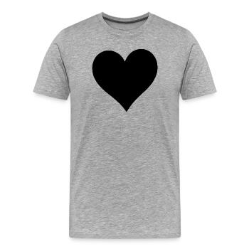 cœur noir cadeau saint valentin - T-shirt bio Premium Homme - gris chiné - Devant - Damien (186cm)