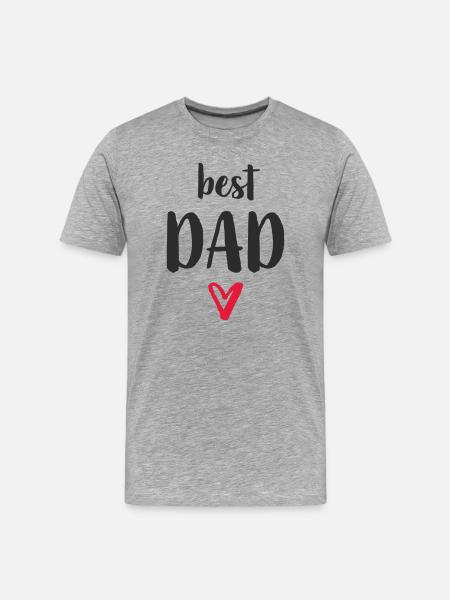 Bester Papa Herz - Männer Premium Bio T-Shirt - Grau meliert