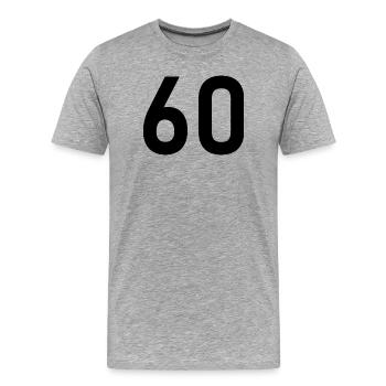 60. 60 ANS. 60e ANNIVERSAIRE. ANNIVERSAIRE 60 ANS. - T-shirt bio Premium Homme - gris chiné - Devant - Damien (186cm)