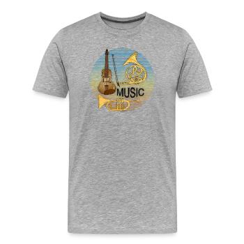 Instruments de musique - T-shirt bio Premium Homme - gris chiné - Devant - Damien (186cm)