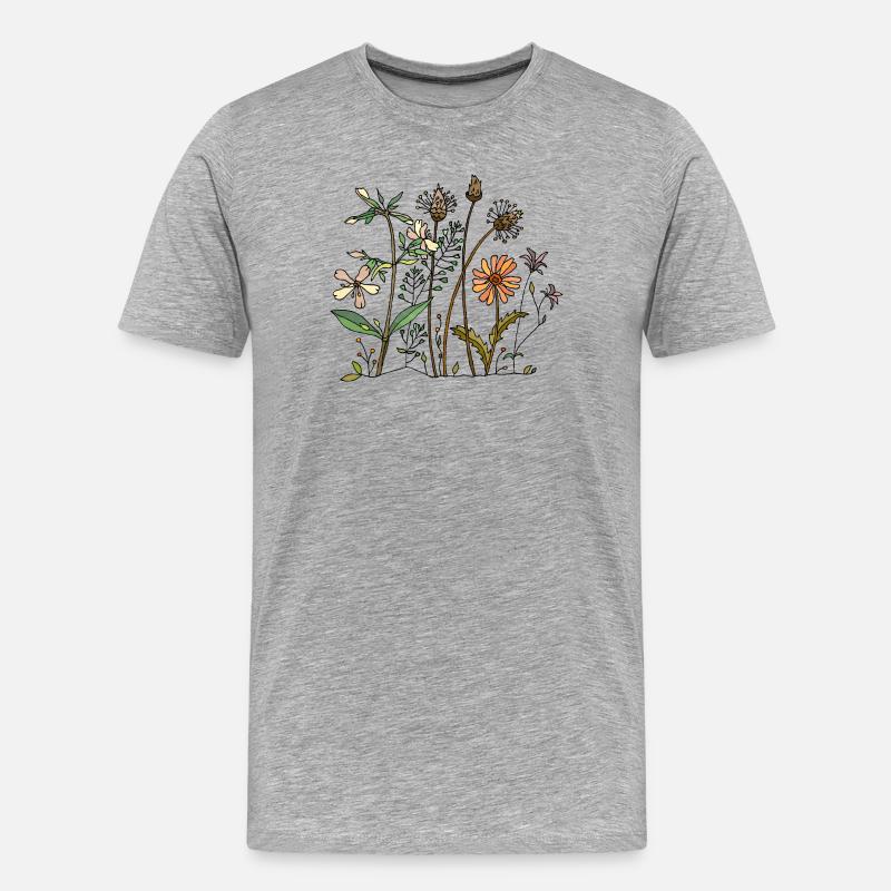Blumen - Männer Premium Bio T-Shirt - Grau meliert