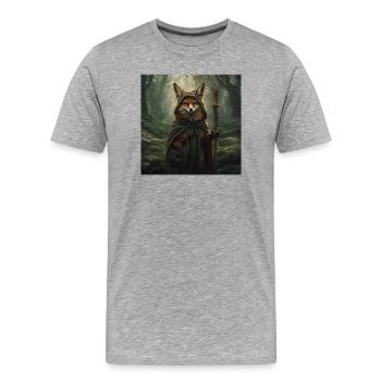 Renard des Forêts dans le Cap des Druides - T-shirt bio Premium Homme - gris chiné - Devant - Damien (186cm)