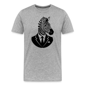 Zebra im Anzug – Elegantes Tier Business Design - Männer Premium Bio T-Shirt - Grau meliert - Vorne - Damien (186cm)