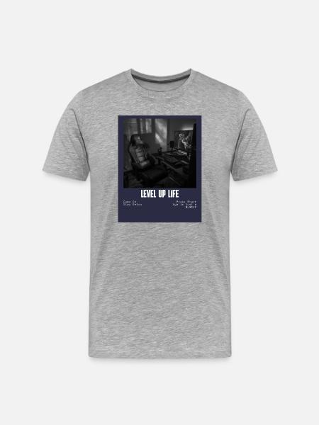 LevelUp Retro Gamer Tee - Men's Premium Organic T-Shirt - heather grey