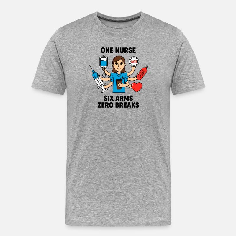 Überfordertes Multitasking-Chaos der Krankenschwester - Männer Premium Bio T-Shirt - Grau meliert