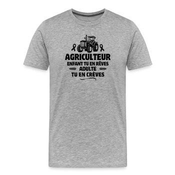 Landwirt, Züchter, Vieh, Landwirtschaft - Männer Premium Bio T-Shirt - Grau meliert - Vorne - Damien (186cm)