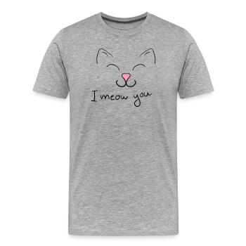 Ich miaue dich - Männer Premium Bio T-Shirt - Grau meliert - Vorne - Damien (186cm)