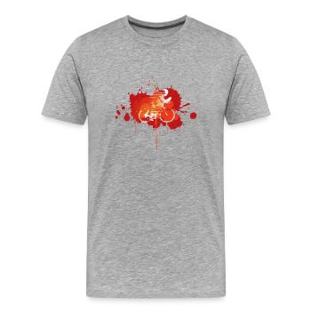Vélo éclaboussé en peinture orange - T-shirt bio Premium Homme - gris chiné - Devant - Damien (186cm)