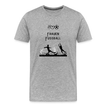 Fußballsilhouette vor dem Tor - Männer Premium Bio T-Shirt - Grau meliert - Vorne - Damien (186cm)