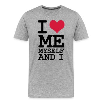 I Love Me Myself and I - Humor - Men's Premium Organic T-Shirt - heather grey - Front - Damien (186cm)