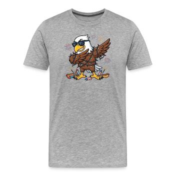 Drôle d’aigle en dab pour le 4 juillet - T-shirt bio Premium Homme - gris chiné - Devant - Damien (186cm)