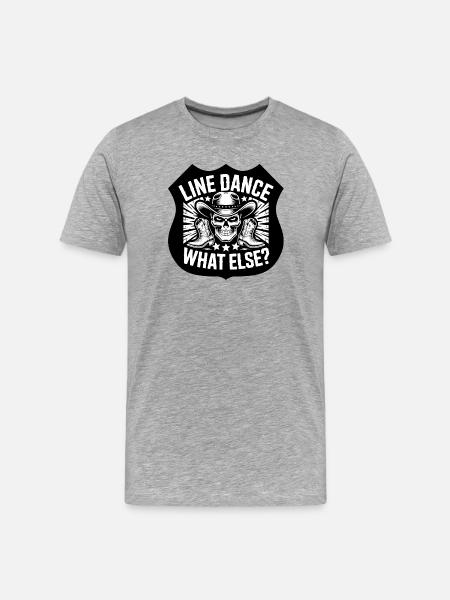 Line Dance Skull Western Shirt - Men's Premium Organic T-Shirt - heather grey